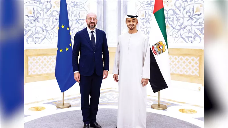 الشيخ محمد بن زايد يبحث مع رئيس المجلس الأوروبي أوضاع المنطقة