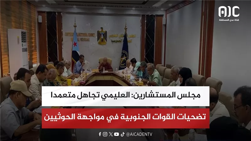 مجلس المستشارين: العليمي تجاهل متعمدا تضحيات القوات الجنوبية في مواجهة الحوثيين