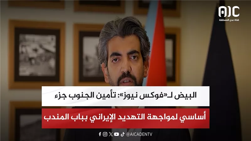البيض لـ«فوكس نيوز»: تأمين الجنوب جزء أساسي لمواجهة التهديد الإيراني بباب المندب